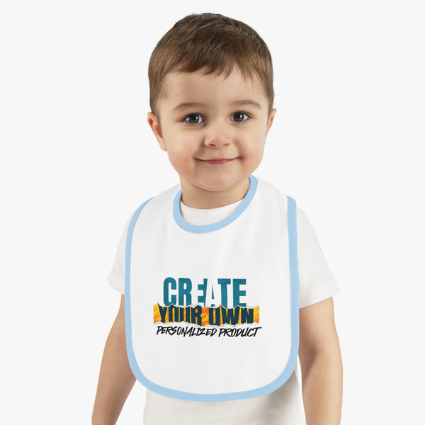 CREATE WITH MELANIE ROSE Baby Contrast Trim Jersey Bib, custom baby bib, personalized baby bib