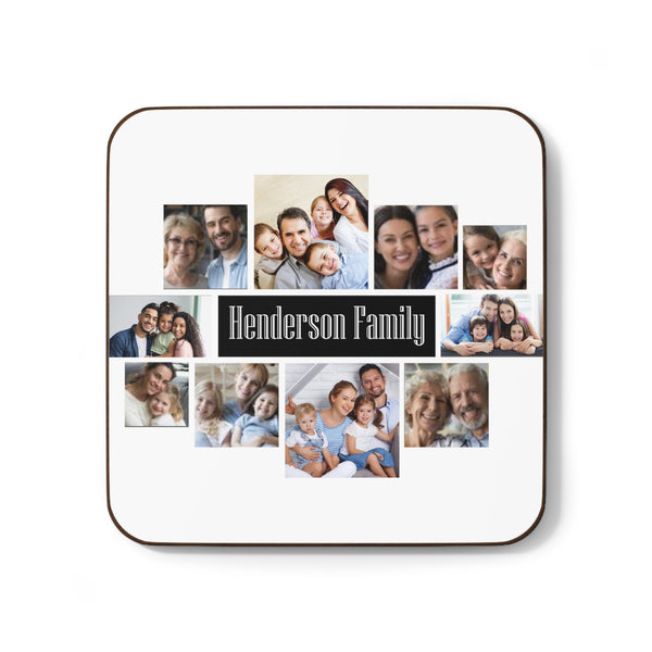 Family Collage Hardboard Back Coaster, SET OF 1, coaters, home decor, kitchen, home gifts