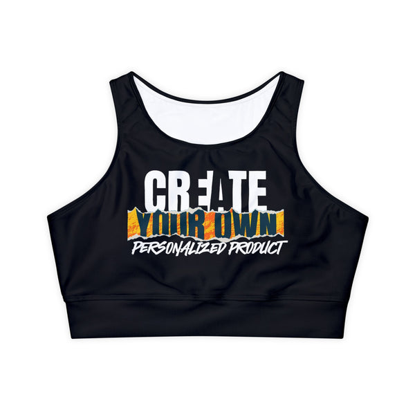 CREATE WITH MELANIE ROSE Fully Lined, Padded Sports Bra (AOP), custom color, custom bra, personalized bra