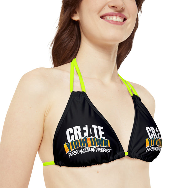 CREATE WITH MELANIE ROSE Strappy Bikini Set (AOP), custom swimsuit, custom bikini, personalized bathing suit