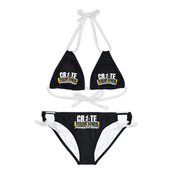CREATE WITH MELANIE ROSE Strappy Bikini Set (AOP), custom swimsuit, custom bikini, personalized bathing suit