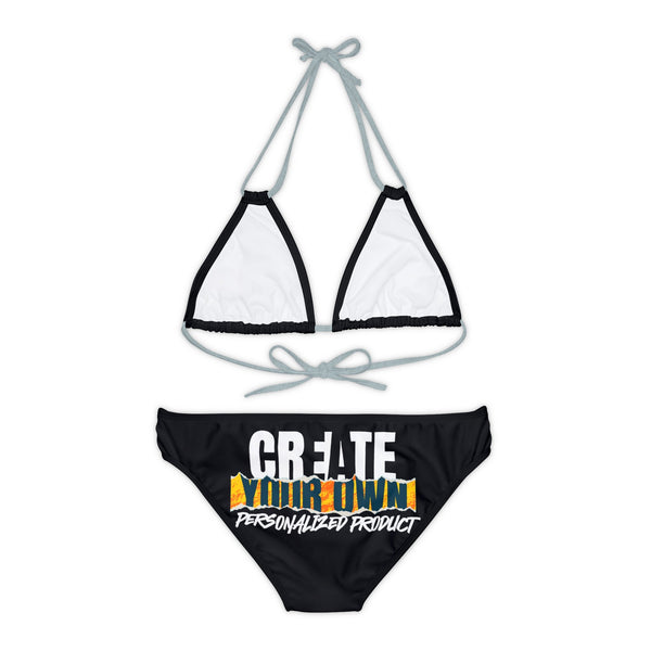 CREATE WITH MELANIE ROSE Strappy Bikini Set (AOP), custom swimsuit, custom bikini, personalized bathing suit