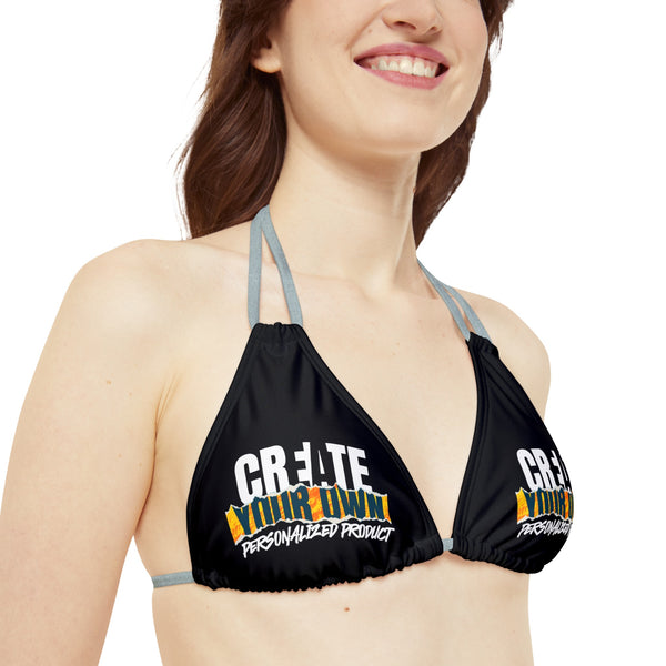 CREATE WITH MELANIE ROSE Strappy Bikini Set (AOP), custom swimsuit, custom bikini, personalized bathing suit