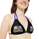CREATE WITH MELANIE ROSE Strappy Bikini Set (AOP), custom swimsuit, custom bikini, personalized bathing suit