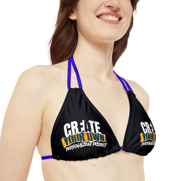 CREATE WITH MELANIE ROSE Strappy Bikini Set (AOP), custom swimsuit, custom bikini, personalized bathing suit