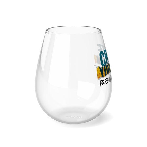CREATE WITH MELANIE ROSE Stemless Wine Glass, 11.75oz, drinkware, wine gift, home gfits