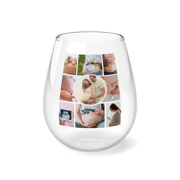 Pregnancy Collage Stemless Wine Glass, 11.75oz, home gifts, wine gift, wine, custom glass, stemless