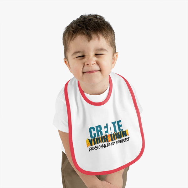 CREATE WITH MELANIE ROSE Baby Contrast Trim Jersey Bib, custom baby bib, personalized baby bib