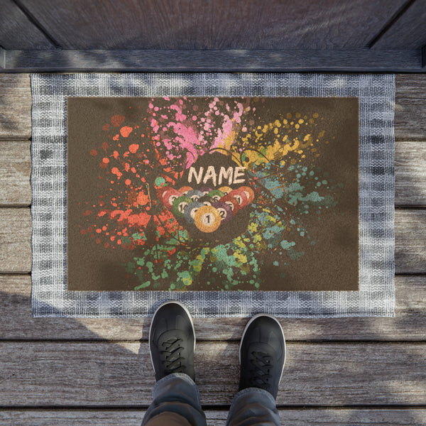 Personalized Pool Table Doormat. outdoor mat, front door mat, home decor, custom door mat, personalized art, gifts, personalized gift