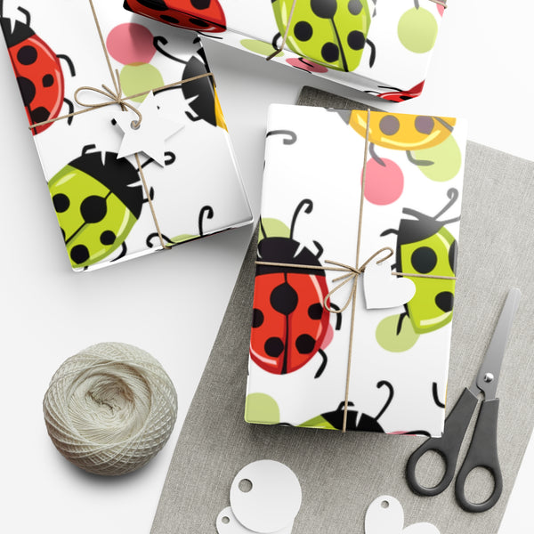 Personalized Ladybug Gift Wrap Papers, wrapping paper, custom wrapping paper, personalized gift, personalized art, Christmas