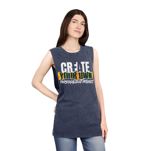 CREATE WITH MELANIE ROSE Unisex Stonewash Tank Top, custom tank top, personalized tank top