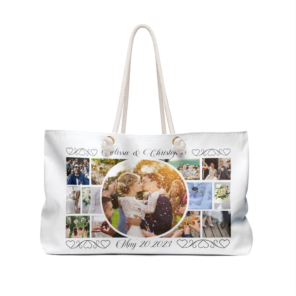 Wedding Collage Weekender Bag, Travel bag, tote bag, travel tote, overnight bag, gifts