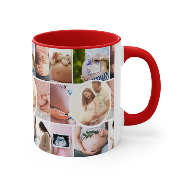Pregnancy Collage Accent Coffee Mug, 11oz, coffee cup, ceramic mug, art print, home gifts, kitchen