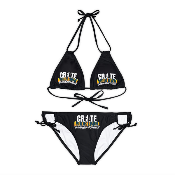 CREATE WITH MELANIE ROSE Strappy Bikini Set (AOP), custom swimsuit, custom bikini, personalized bathing suit