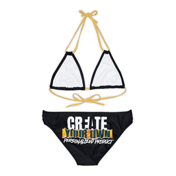 CREATE WITH MELANIE ROSE Strappy Bikini Set (AOP), custom swimsuit, custom bikini, personalized bathing suit