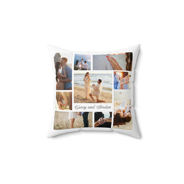 Engagement Collage Faux Suede Square Pillow, custom throw pillow, throw pillows, home decor, home gifts, couch pillow