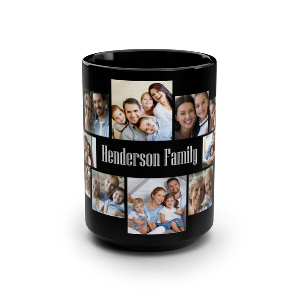 Family Collage Black Mug, 15oz, coffee mug, ceramic mug, home gifts, art prints
