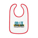 CREATE WITH MELANIE ROSE Baby Contrast Trim Jersey Bib, custom baby bib, personalized baby bib