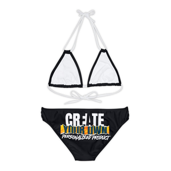 CREATE WITH MELANIE ROSE Strappy Bikini Set (AOP), custom swimsuit, custom bikini, personalized bathing suit