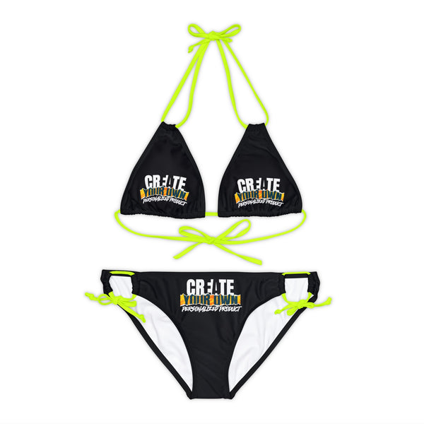 CREATE WITH MELANIE ROSE Strappy Bikini Set (AOP), custom swimsuit, custom bikini, personalized bathing suit
