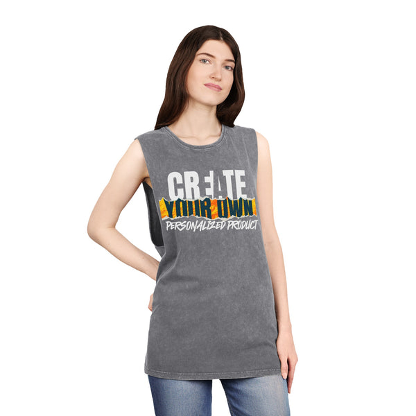 CREATE WITH MELANIE ROSE Unisex Stonewash Tank Top, custom tank top, personalized tank top