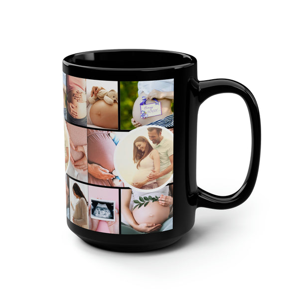 Pregnancy Collage Black Mug, 15oz, coffee mug, ceramic mug, home gifts, art prints