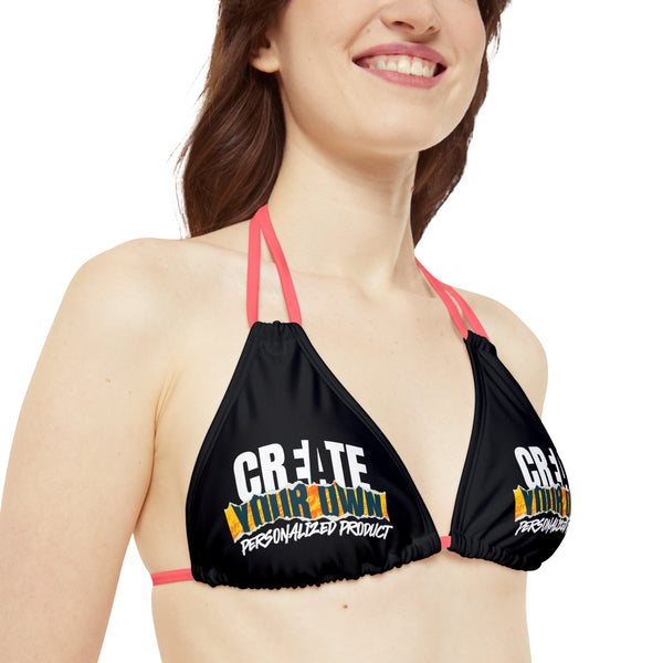 CREATE WITH MELANIE ROSE Strappy Bikini Set (AOP), custom swimsuit, custom bikini, personalized bathing suit