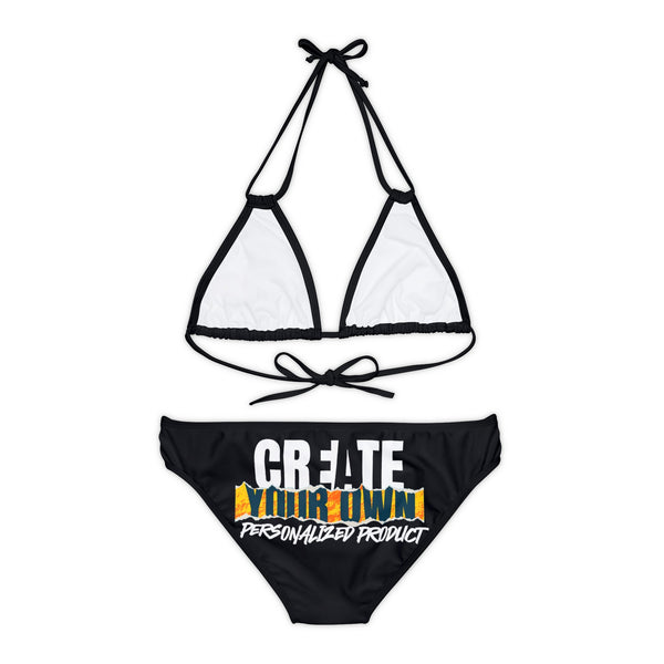 CREATE WITH MELANIE ROSE Strappy Bikini Set (AOP), custom swimsuit, custom bikini, personalized bathing suit