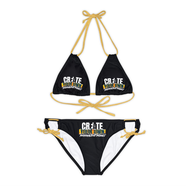 CREATE WITH MELANIE ROSE Strappy Bikini Set (AOP), custom swimsuit, custom bikini, personalized bathing suit