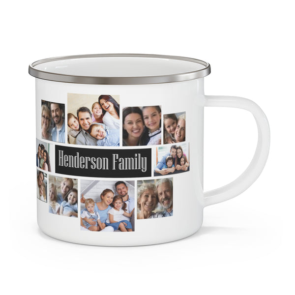Family Collage Enamel Camping Mug, coffee mug, home gifts, drinkware, kitchen, coffee cup