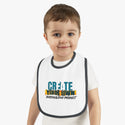 CREATE WITH MELANIE ROSE Baby Contrast Trim Jersey Bib, custom baby bib, personalized baby bib