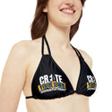 CREATE WITH MELANIE ROSE Strappy Bikini Set (AOP), custom swimsuit, custom bikini, personalized bathing suit