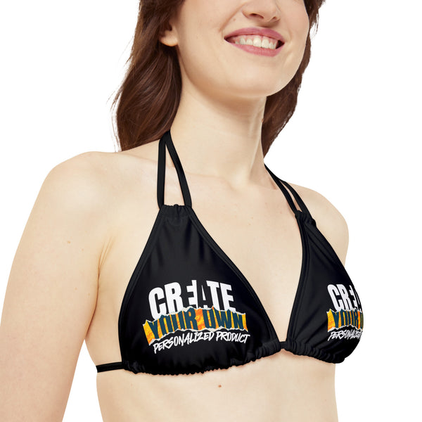 CREATE WITH MELANIE ROSE Strappy Bikini Set (AOP), custom swimsuit, custom bikini, personalized bathing suit