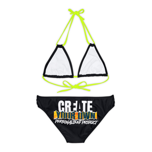 CREATE WITH MELANIE ROSE Strappy Bikini Set (AOP), custom swimsuit, custom bikini, personalized bathing suit