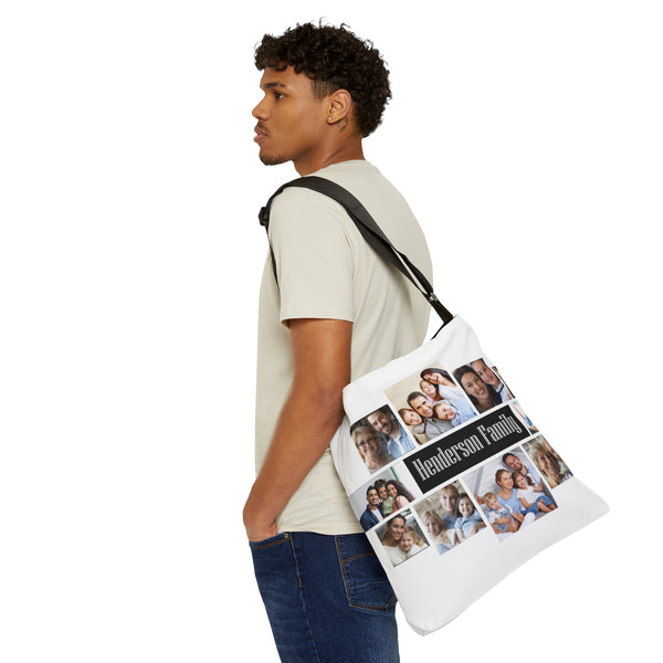 Family Collage Adjustable Tote Bag, custom tote bag, travel tote bag, shoulder bag, bags, handbag, gifts