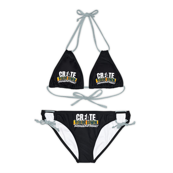 CREATE WITH MELANIE ROSE Strappy Bikini Set (AOP), custom swimsuit, custom bikini, personalized bathing suit
