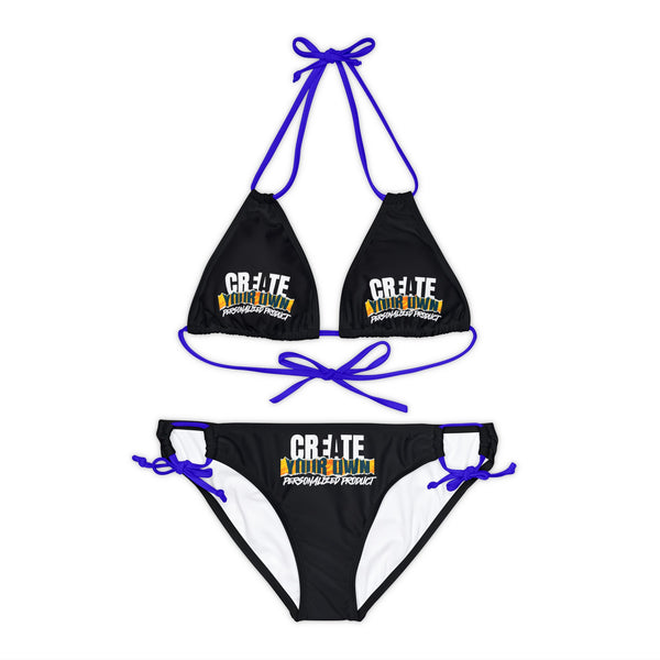 CREATE WITH MELANIE ROSE Strappy Bikini Set (AOP), custom swimsuit, custom bikini, personalized bathing suit