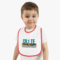 CREATE WITH MELANIE ROSE Baby Contrast Trim Jersey Bib, custom baby bib, personalized baby bib