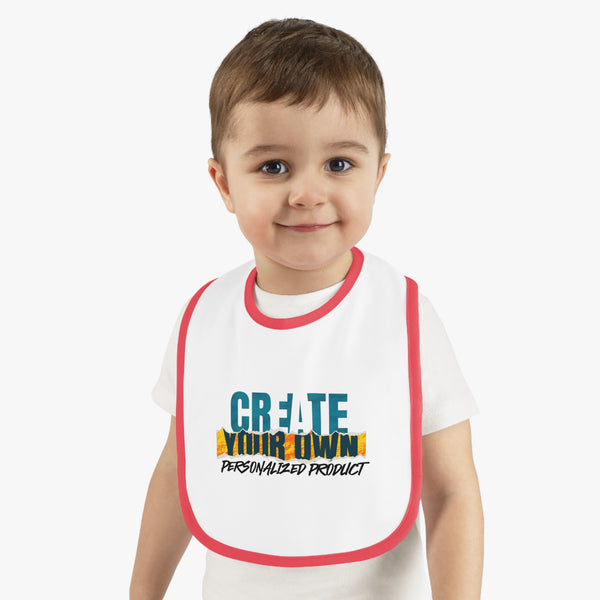 CREATE WITH MELANIE ROSE Baby Contrast Trim Jersey Bib, custom baby bib, personalized baby bib