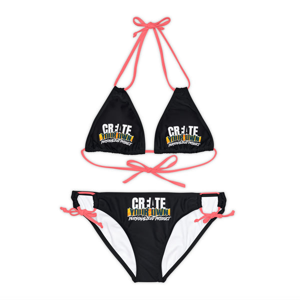 CREATE WITH MELANIE ROSE Strappy Bikini Set (AOP), custom swimsuit, custom bikini, personalized bathing suit