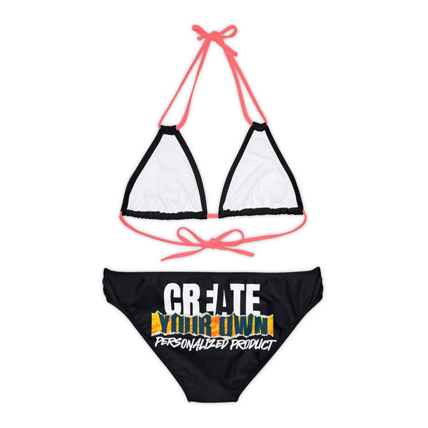 CREATE WITH MELANIE ROSE Strappy Bikini Set (AOP), custom swimsuit, custom bikini, personalized bathing suit