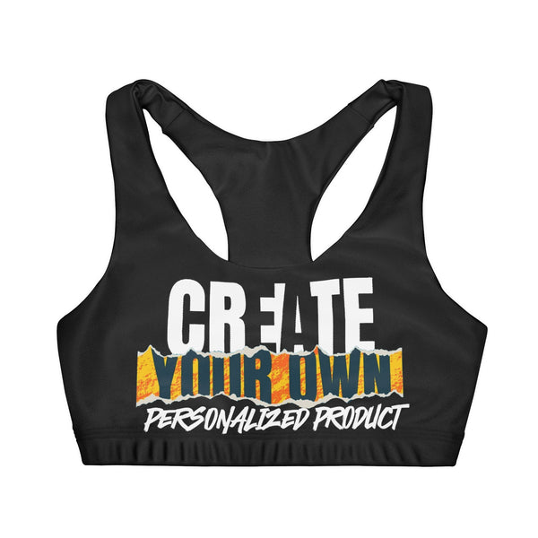 CREATE WITH MELANIE ROSE Girls' Double Lined Seamless Sports Bra (AOP), custom bra, personalized bra