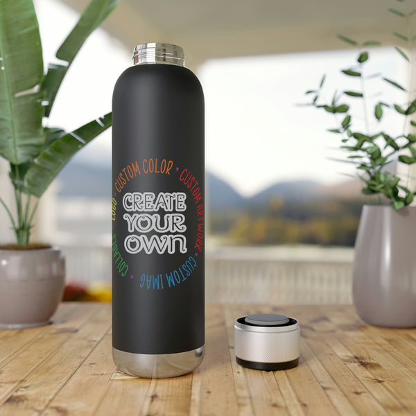 CREATE YOUR OWN Soundwave Copper Vacuum Audio Bottle 22oz, custom bottle, portable speaker, stainless steel, travel