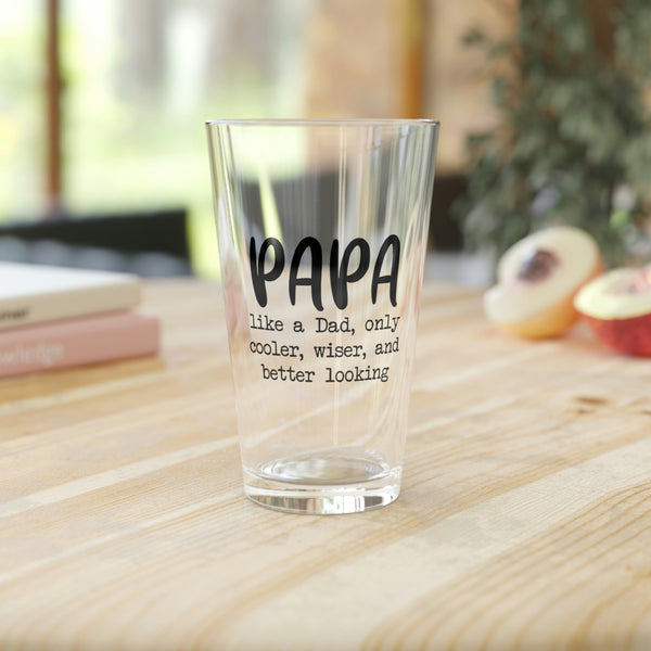 Papa Pint Glass, 16oz, custom glass, glass gift, beer glass, beer mug, printed pint glass, Father's Day gift, gift for him, gifts