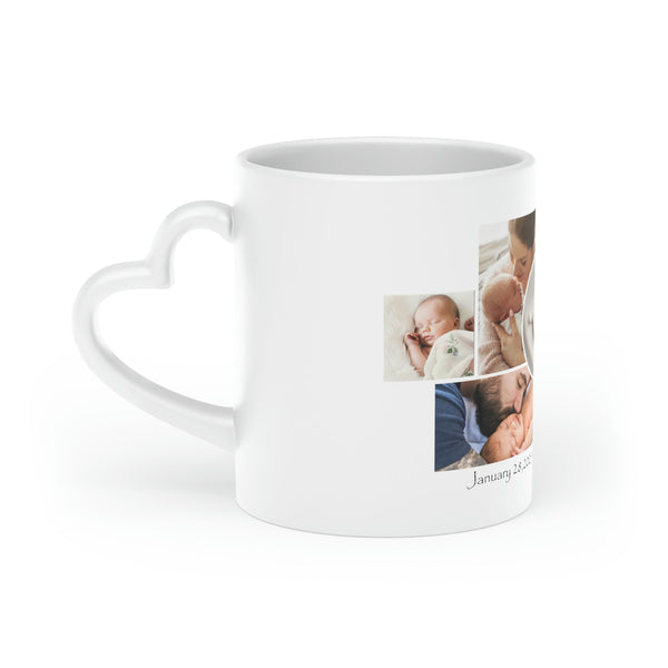 Baby Collage Heart-Shaped Mug, custom mug, custom coffee mug, ceramic mug, heart mug