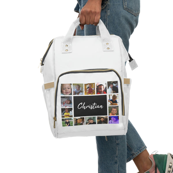 Personalized Photo Multifunctional Diaper Backpack, Custom bag, personalized artwork, personalized gifts, logo design, gifts, collage