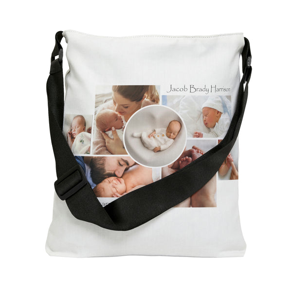 Baby Collage Adjustable Tote Bag, custom tote bag, travel tote bag, shoulder bag, bags, handbag, gifts